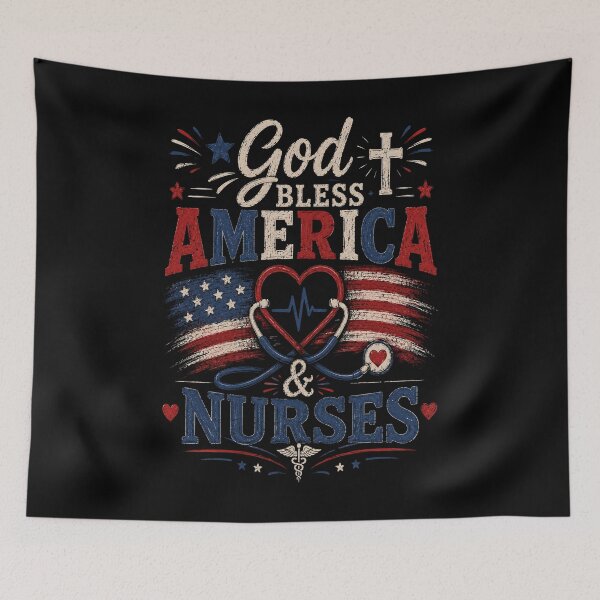Item preview, God Bless America & Nurses designed and sold by SavvyKloset.