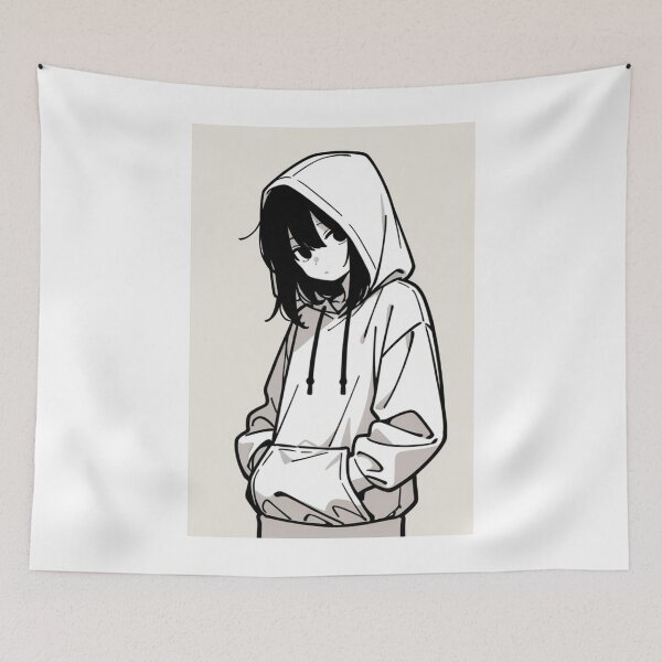 Item preview, Fashion - Man in White Hoodie Hood Up Streetwear Anime designed and sold by AnimeShin.