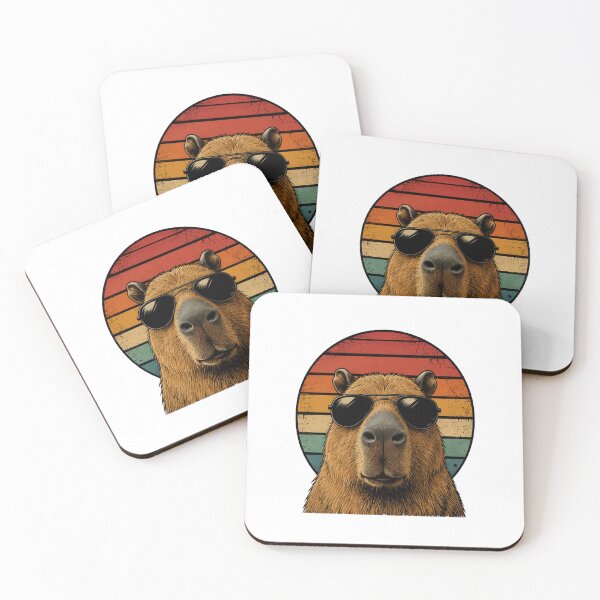Item preview, Cool Capybara With Sunglasses Vintage Retro Sunset Shirt designed and sold by PINK FREE.