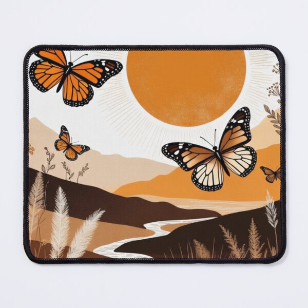 Item preview, Boho Monarch Butterfly Sunset Landscape | Earth Tone Nature Illustration designed and sold by GalleryPeak.