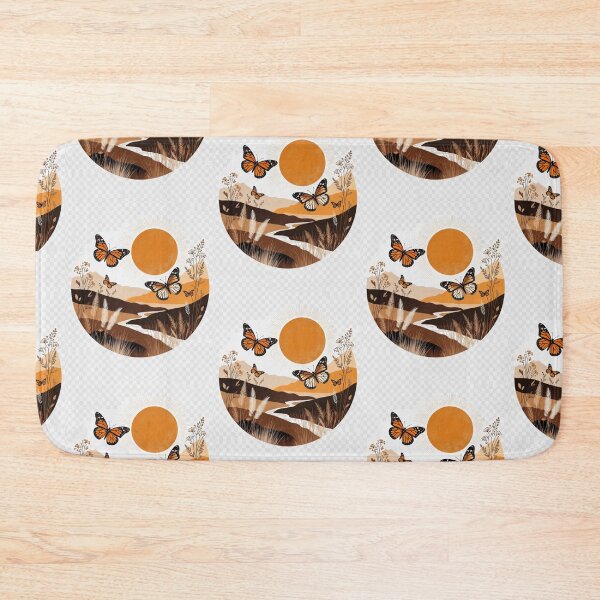 Item preview, Boho Monarch Butterfly Sunset Landscape | Earth Tone Nature Illustration designed and sold by GalleryPeak.