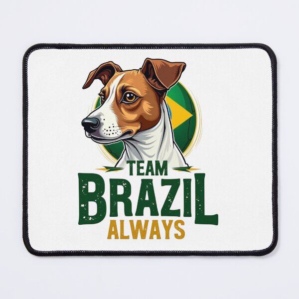 Item preview, Jack Russell Terrier with Team Brazil Always text and soccer ball designed and sold by Prints by Mat.