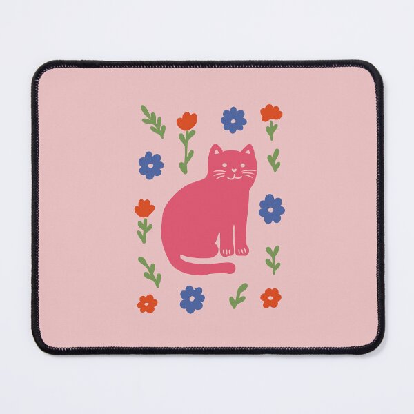 Item preview, Pink Cat Flowers Nordic Folk designed and sold by soheedesigns.