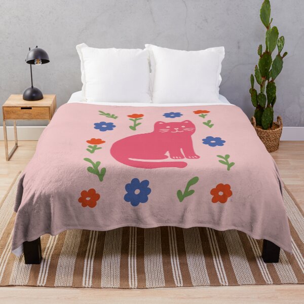 Item preview, Pink Cat Flowers Nordic Folk designed and sold by soheedesigns.