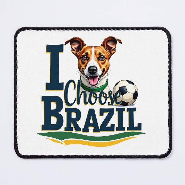 Item preview, Jack Russell Terrier with I Choose Brazil text and soccer ball designed and sold by Prints by Mat.