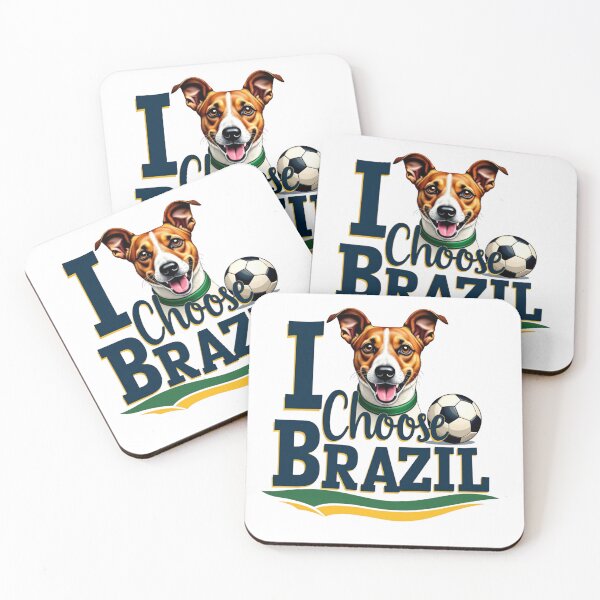 Item preview, Jack Russell Terrier with I Choose Brazil text and soccer ball designed and sold by Prints by Mat.