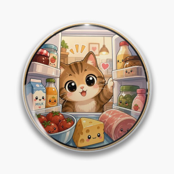 Item preview, Midnight Snack Cat | Cute Kawaii Fridge Cat | Funny Food & Cat Lover Design designed and sold by AstraDrip Studio.