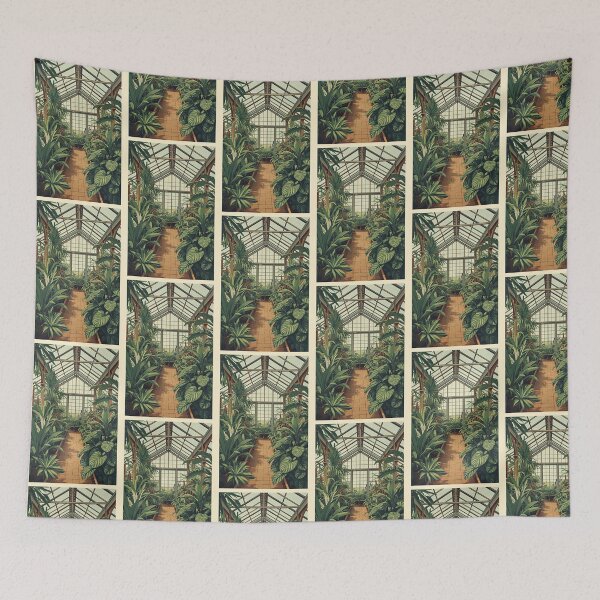 Item preview, Vintage Botanical Greenhouse Interior Plant Lover Artwork designed and sold by Evergreen Horizon Works.