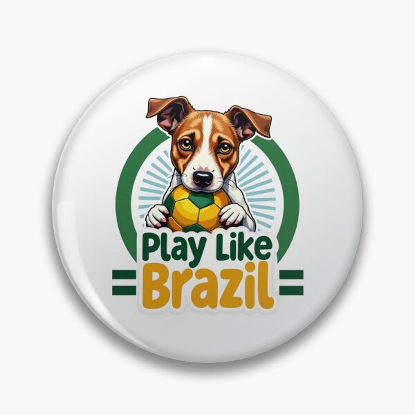 Item preview, Jack Russell Terrier with ball and Play Like Brazil text designed and sold by Prints by Mat.