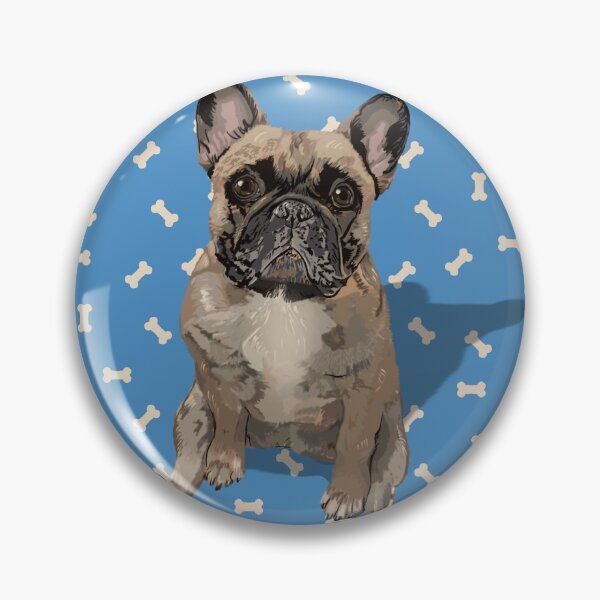 Item preview, French Bulldog Sitting on a Blue Dog Treats Background designed and sold by PCaleDesigns.