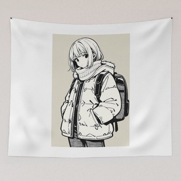 Item preview, Fashion - Man in White Parka Jacket Face Scarf Streetwear Anime Variant 2 designed and sold by AnimeShin.
