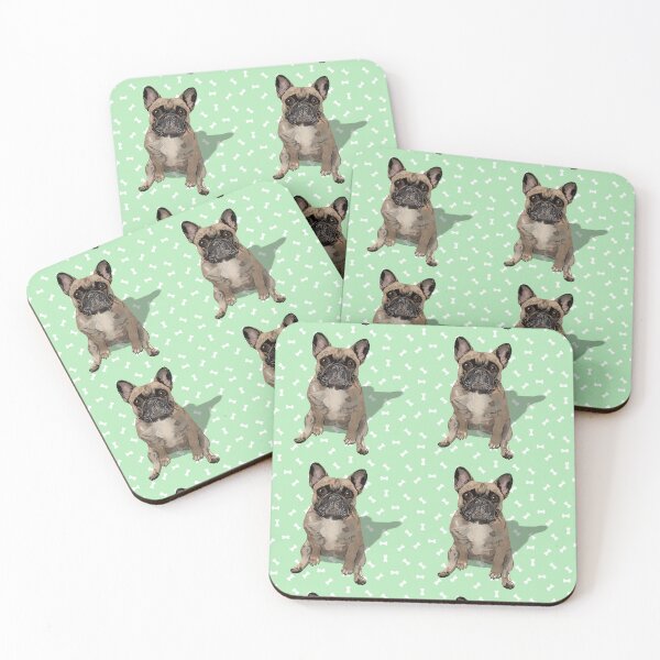Item preview, French Bulldog Sitting on a Mint Green Dog Treats Background designed and sold by PCaleDesigns.