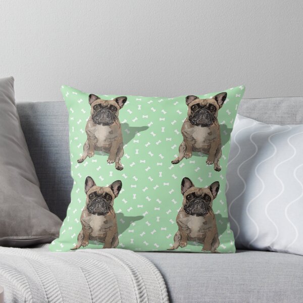 Item preview, French Bulldog Sitting on a Mint Green Dog Treats Background designed and sold by PCaleDesigns.