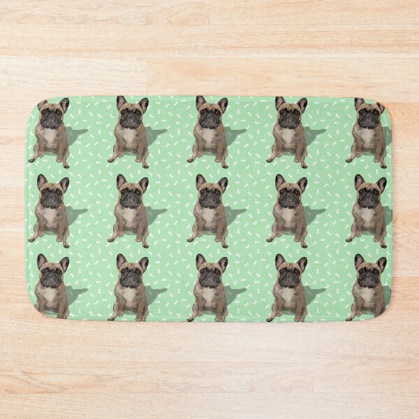 Item preview, French Bulldog Sitting on a Mint Green Dog Treats Background designed and sold by PCaleDesigns.