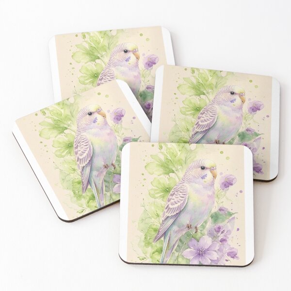 Item preview, Budgie sat on flowers in a range of watercolours designed and sold by carlsmart1.