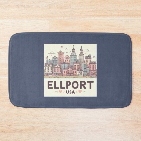 Item preview, Ellport USA Cute Skyline Sketch Label  Label Text  ELLPORT USA ?? designed and sold by PaintMeWorld.