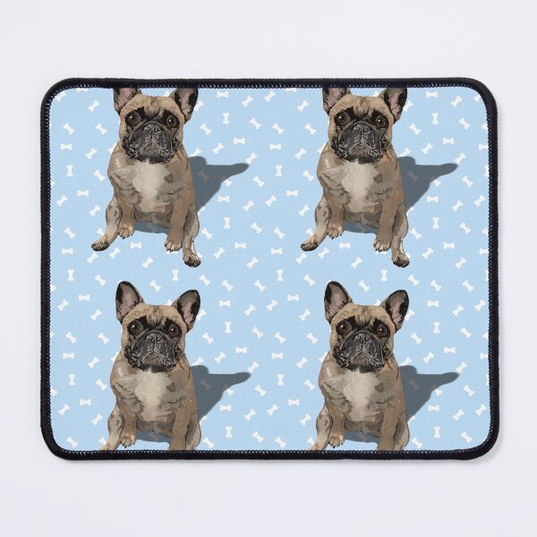 Item preview, French Bulldog Sitting on a Light Blue Dog Treats Background designed and sold by PCaleDesigns.