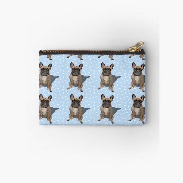 Item preview, French Bulldog Sitting on a Light Blue Dog Treats Background designed and sold by PCaleDesigns.