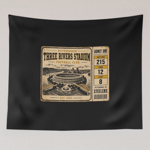 Item preview, Three Rivers Stadium Football Club Vintage Ticket Shirt, Pittsburgh Retro Stadium Tee designed and sold by GhostDawgs.