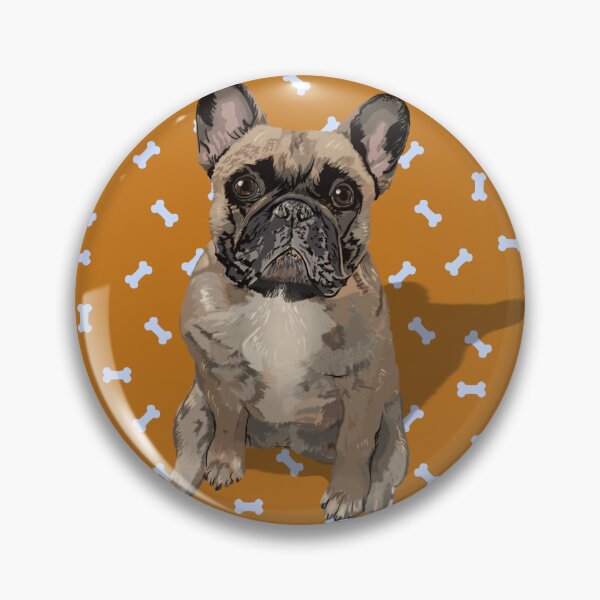 Item preview, French Bulldog Sitting on a Rich Orange Dog Treats Background designed and sold by PCaleDesigns.