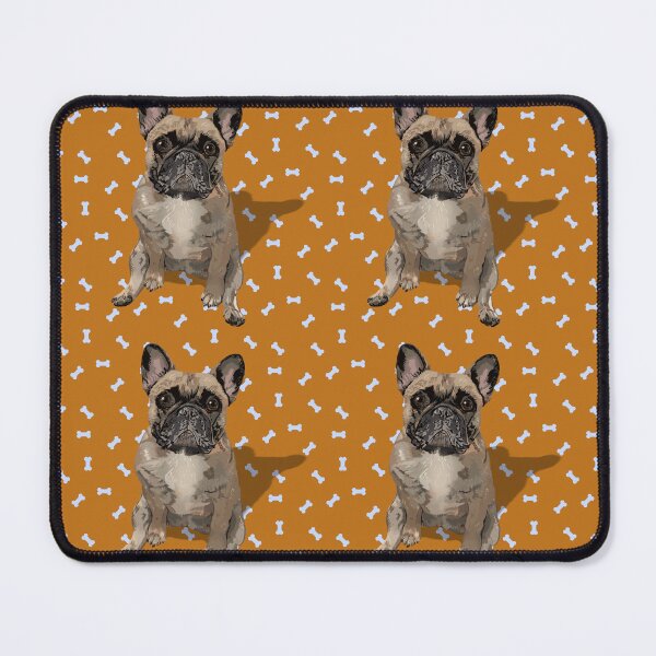 Item preview, French Bulldog Sitting on a Rich Orange Dog Treats Background designed and sold by PCaleDesigns.