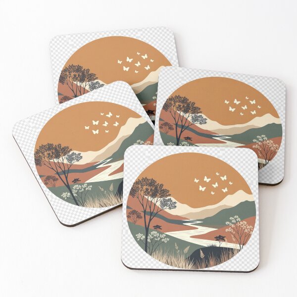 Item preview, Boho River Valley Landscape | Minimal Earth Tone Nature Illustration designed and sold by GalleryPeak.