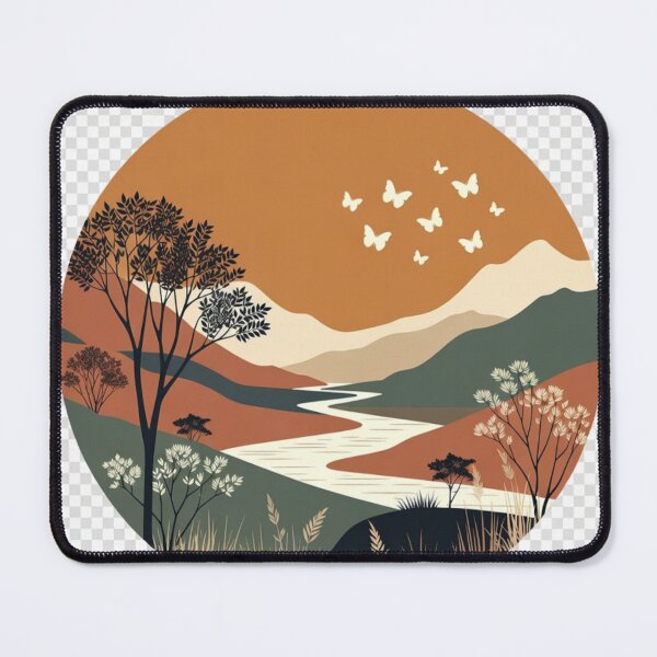 Item preview, Boho River Valley Landscape | Minimal Earth Tone Nature Illustration designed and sold by GalleryPeak.