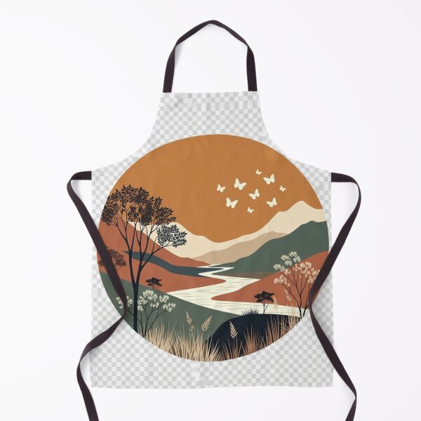 Item preview, Boho River Valley Landscape | Minimal Earth Tone Nature Illustration designed and sold by GalleryPeak.