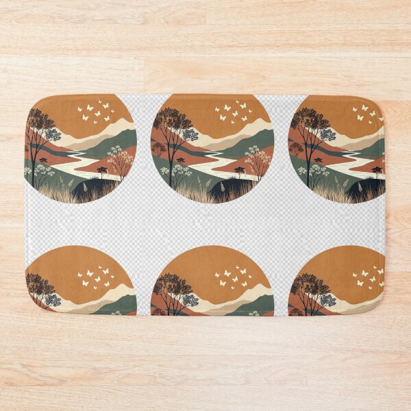 Item preview, Boho River Valley Landscape | Minimal Earth Tone Nature Illustration designed and sold by GalleryPeak.