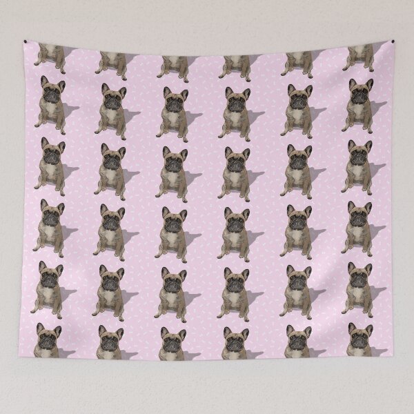 Item preview, French Bulldog Sitting on a Light Pink Dog Treats Background designed and sold by PCaleDesigns.