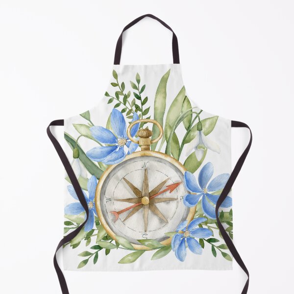 Item preview, Watercolor Compass With Blue Flowers designed and sold by Alisles.