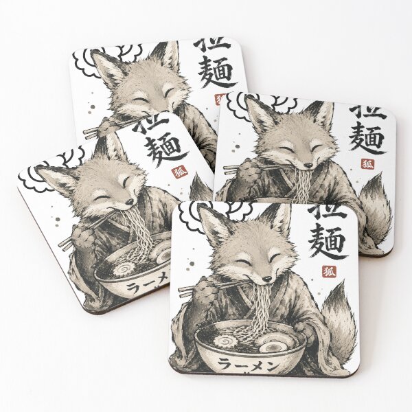 Item preview, Kitsune Ramen | Ancient Japanese Fox Eating Ramen Ukiyo-e Style T-Shirt designed and sold by Thehatinthecat.