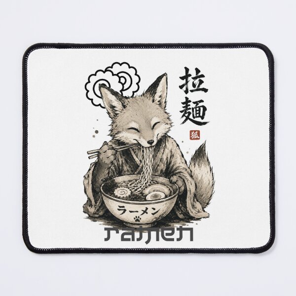 Item preview, Kitsune Ramen | Ancient Japanese Fox Eating Ramen Ukiyo-e Style T-Shirt designed and sold by Thehatinthecat.