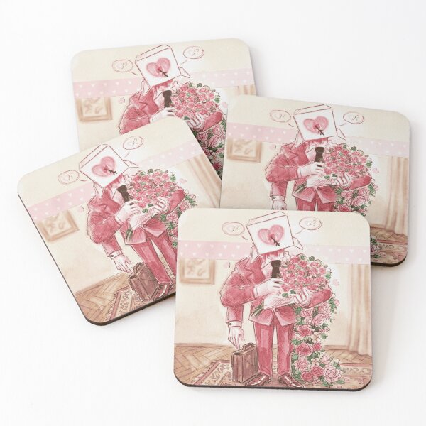 Item preview, Romantic Box Head Character Vintage Watercolor Valentine Art designed and sold by WarmTones.