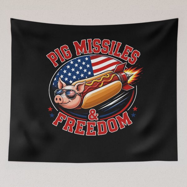 Item preview, Pig Missiles & Freedom Patriotic Hotdog Rocket USA Flag Funny 4th of July BBQ American Pride designed and sold by bilal sibgui.