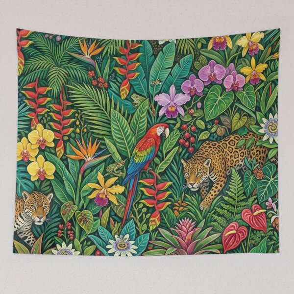 Item preview, Jungle Paradise with Jaguars and Macaws designed and sold by Owcomm.