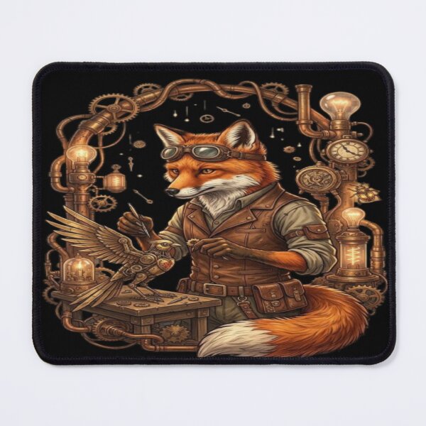 Item preview, Steampunk Fox Engineer Working with Gears designed and sold by DailySparks.