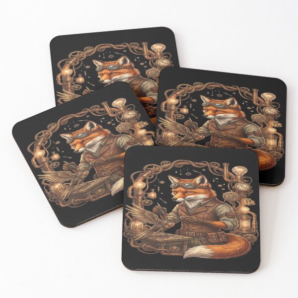 Item preview, Steampunk Fox Engineer Working with Gears designed and sold by DailySparks.