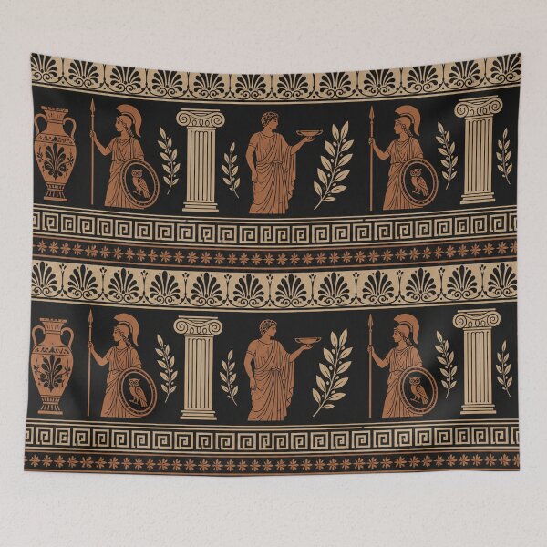 Item preview, Ancient Greek Mythology Pattern Athena and Laurel designed and sold by Owcomm.