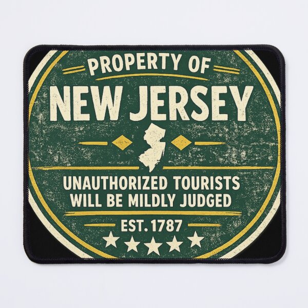 Item preview, Property of New Jersey – Unauthorized Tourists Will Be Mildly Judged Funny NJ Sticker designed and sold by Diesel outlaw .