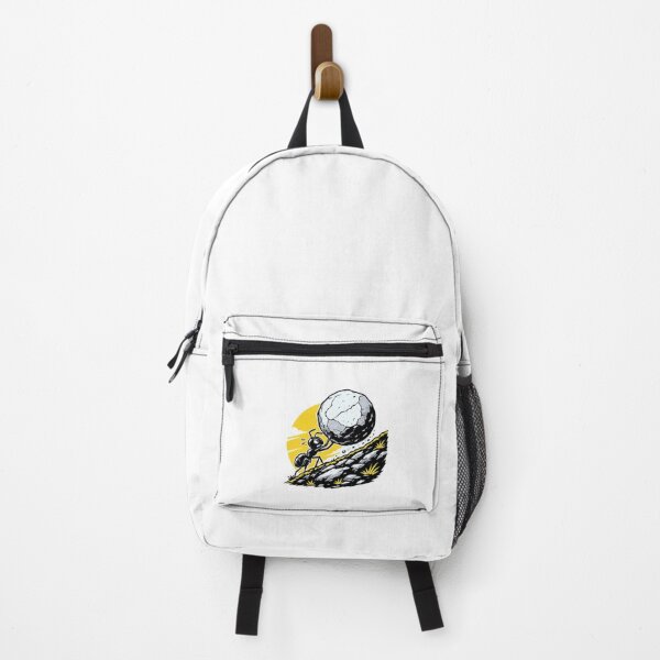 Item preview, Determined Ant Carrying Massive Boulder Up Hill – Bold Graphic Novel Black White Yellow Illustration designed and sold by OnPointOutfits.