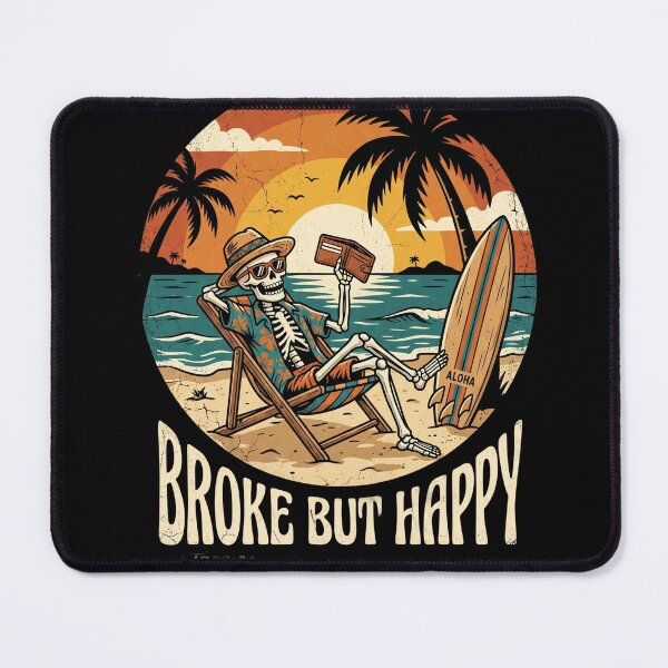 Item preview, Broke But Happy — Vintage Beach Skeleton Tee designed and sold by Dudek Originals.