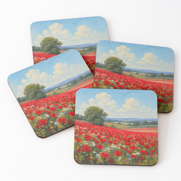 Item preview, Impressionist Poppy Field Landscape designed and sold by Rutvain.