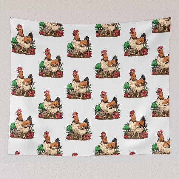 Item preview, Backyard Chicken and Garden Harvest Farm Life Illustration designed and sold by Evergreen Horizon Works.