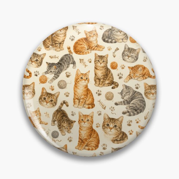 Item preview, Tabby Cat Watercolor Faces Seamless Pattern Cat Lover designed and sold by Inkworksbyshery.
