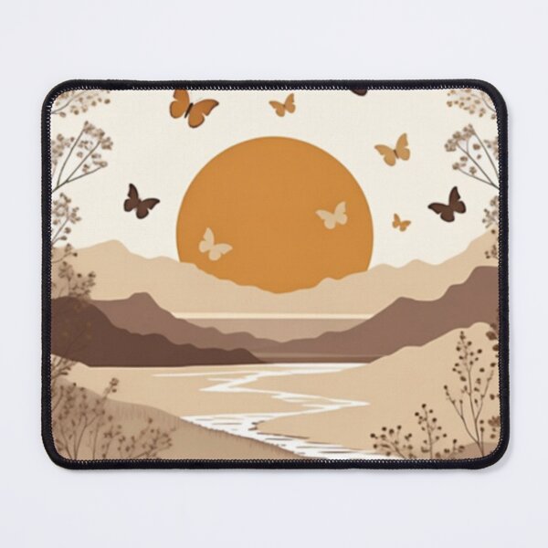 Item preview, Boho Sunset River Landscape with Butterflies | Neutral Nature Aesthetic designed and sold by GalleryPeak.