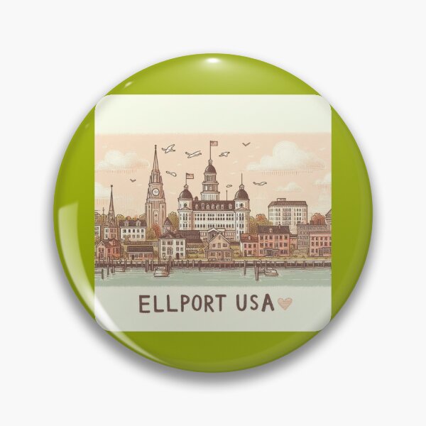 Item preview, Ellport USA Cute Skyline Sketch Label  Label Text  ELLPORT USA ?? designed and sold by PaintMeWorld.