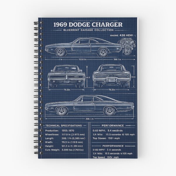 Item preview, 1969 Dodge Charger Blueprint designed and sold by UrbanPrintVibes.