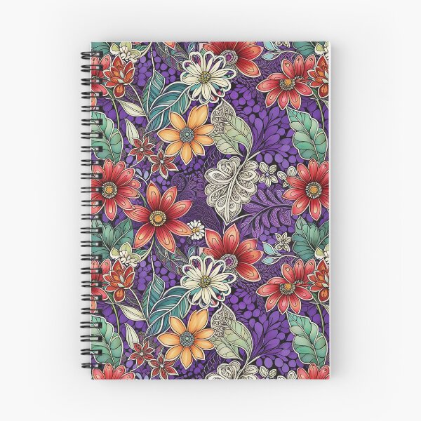 Item preview, Bold Red and Purple Floral Doodle Art Print Pattern designed and sold by Beyond The Canvas.