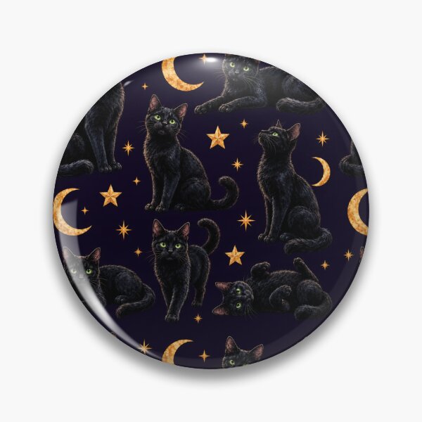 Item preview, Black Cat Watercolor Moon Stars Seamless Pattern designed and sold by Inkworksbyshery.